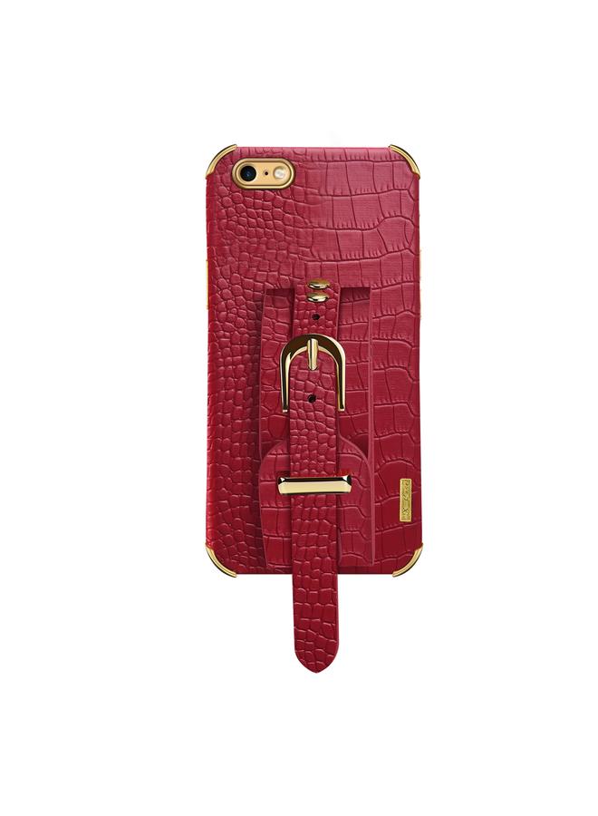 S-TOP Case For iPhone SE 2022 / SE 2020 / 8 / 7 Electroplated TPU Crocodile Pattern Leather Case with Wrist Strap - Image 2