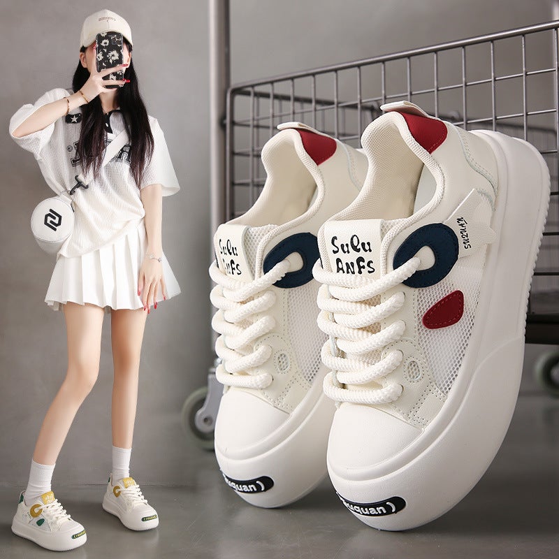Women Lace Up Sports Sneakers, Breathable Casual Athletic Running Shoes, Non Slip Lightweight Walking Footwear - Image 1
