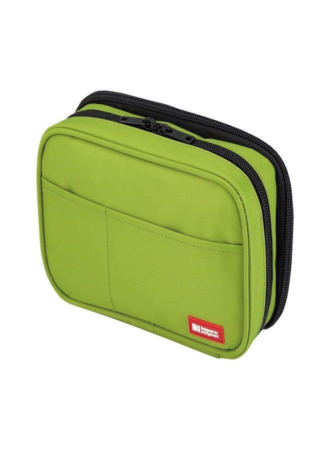 LIHIT LAB Large Capacity Double Zipper Pencil Case For School Office College, Big Capacity 6 Compartments Pencil Bag Holder Adults Teen Boys Girls, Travel Cosmetics Storage, Yellow Green (A7555-6) - Image 1