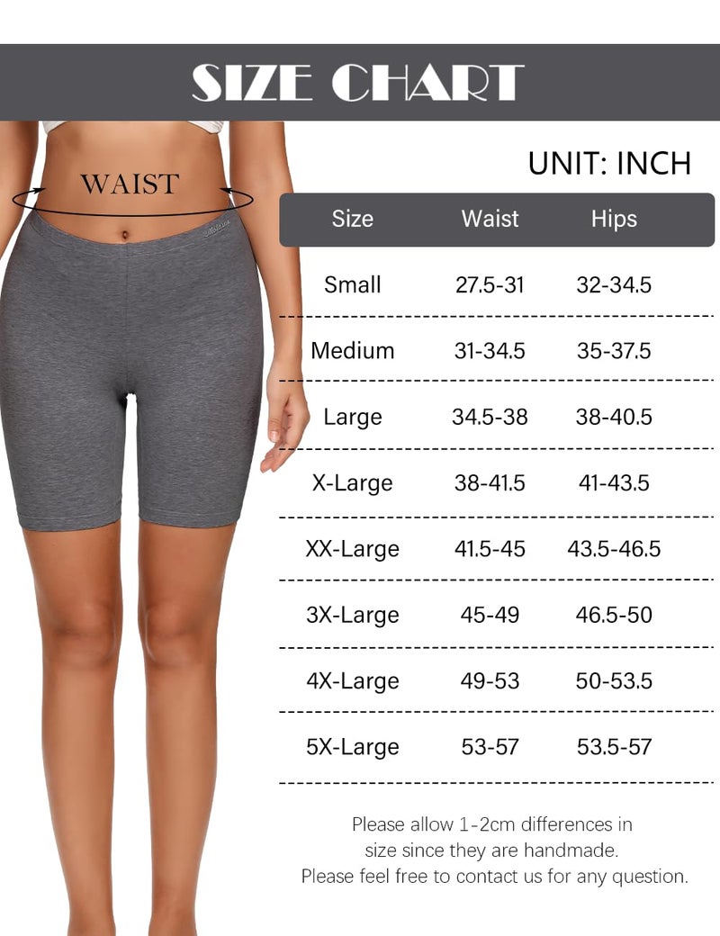 Molasus Womens Boxer briefs Cotton Boy Shorts Underwear Anti Chafing Bike Short Long Leg Under Shorts Multicolor 4 Pack XX-Large - Image 5