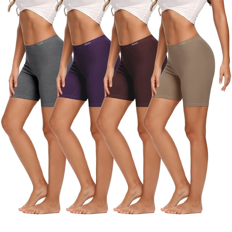 Molasus Womens Boxer briefs Cotton Boy Shorts Underwear Anti Chafing Bike Short Long Leg Under Shorts Multicolor 4 Pack XX-Large - Image 1