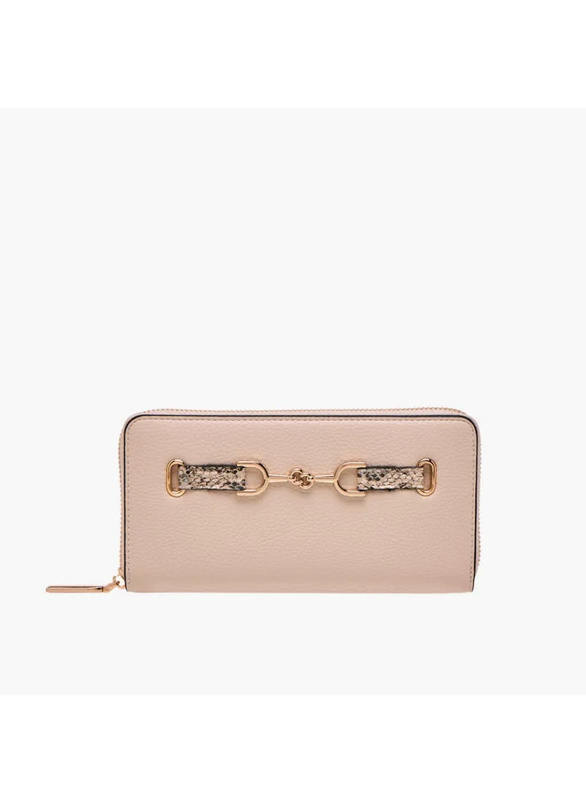 سيليست Women Metal Accent Wallet with Zip Closure