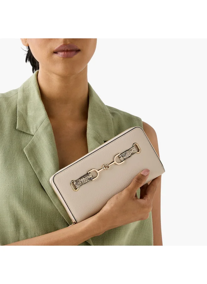 سيليست Women Metal Accent Wallet with Zip Closure