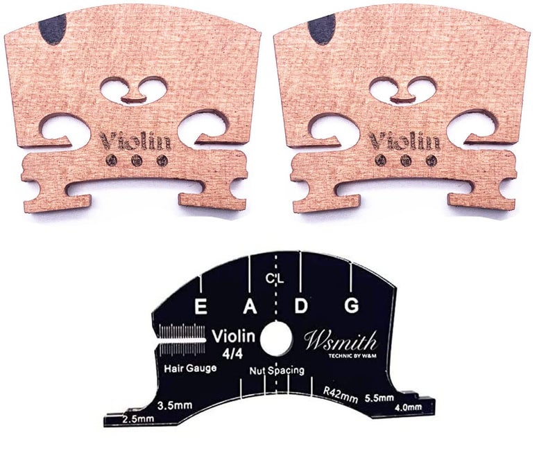 Jiayouy Fitted 4/4 Full Size Violin Maple Bridge with Reference Template Tool Violin Parts Accessories 3Pcs - Image 1