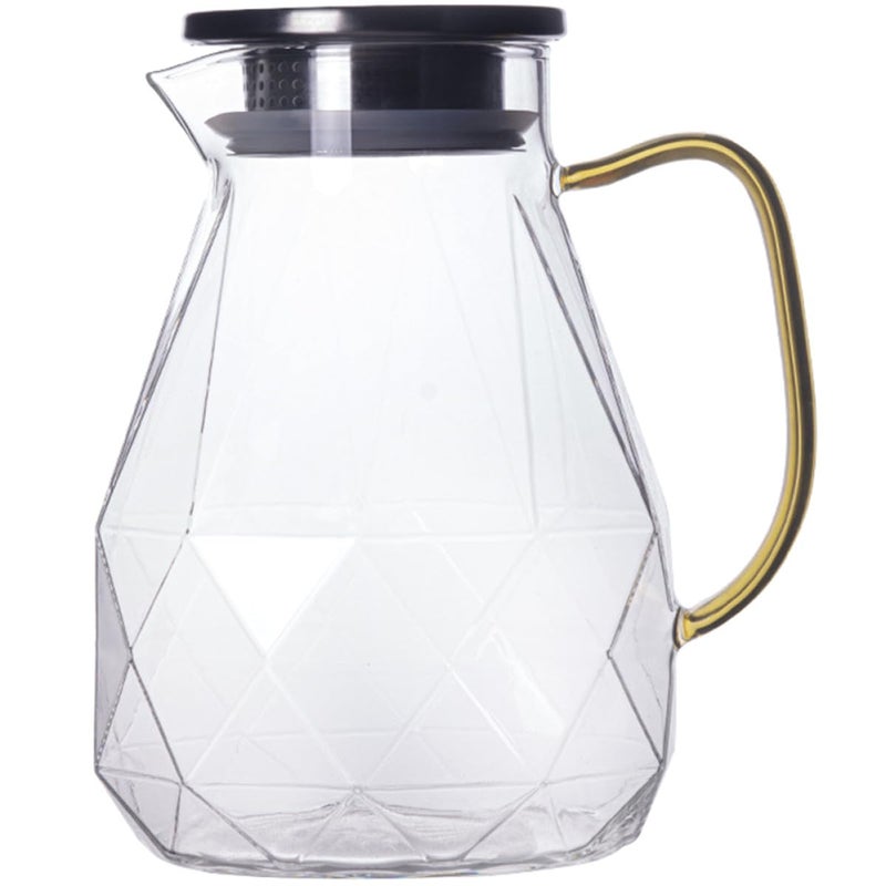 Large Glass Pitcher with Lid 1500ml Cold Water Jug for Iced Tea Juice Kitchen Serveware - Image 2