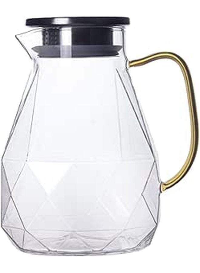 Large Glass Pitcher with Lid 1500ml Cold Water Jug for Iced Tea Juice Kitchen Serveware - Image 1