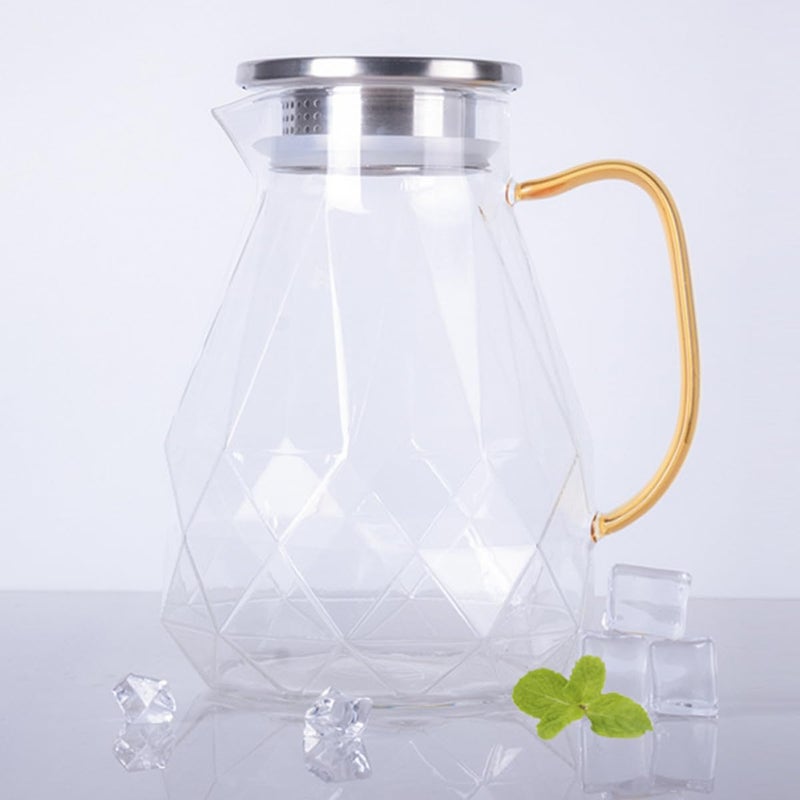 Large Glass Pitcher with Lid 1500ml Cold Water Jug for Iced Tea Juice Kitchen Serveware - Image 5