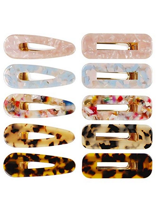 STAR WORK مشابك شعر أكريليك على شكل تمساح بطبعة فهد مشابك شعر مصنوعة من الراتنج إكسسوارات رأس صناعية دبابيس شعر هندسية مجوفة للفتيات والنساء (نمط مختلط (10 قطع)) - Image 1