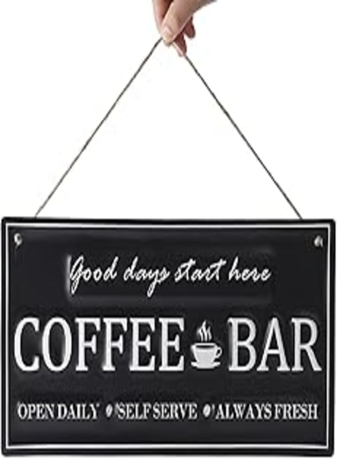 Generic Coffee Signs For Coffee Bar.WOOD Coffee Bar Sign Decor,20X30 CM Good Days Start Here. Coffe Bar Assecories, Hanging Coffee Sign for Kitchen Wall Decorations.PRINTED BY UP TO DATE EGYPT 01222143812 