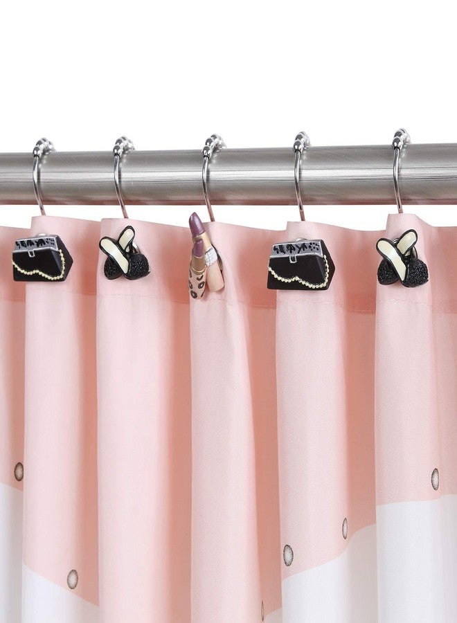 BESTRIPES Shower Curtain Hooks Rings, Set of 12 Stainless Steel Decorative Shower Curtain Hooks for Bathroom Shower Rods Curtains (High-Heels, Handbag, Lipstick) - Image 3