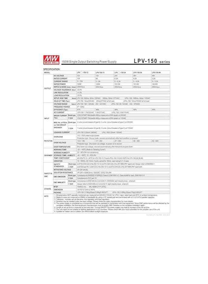 MeanWell LPV-150-12 - Image 3