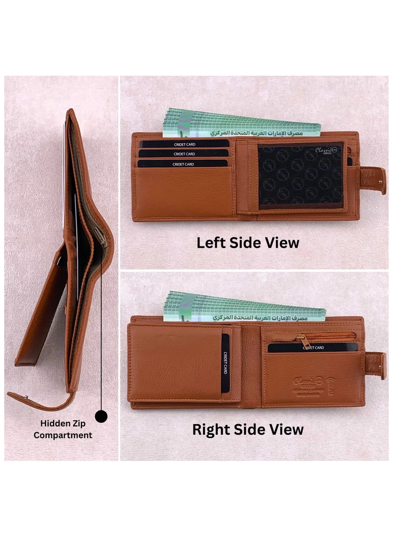 Classic Milano Classic Milano Men’s Wallet – Slim Bifold Leather Wallet for Men with RFID Blocking, Multiple Card Slots & Middle Zip – Stylish Mens Purse Wallets Gift for Husband, Father