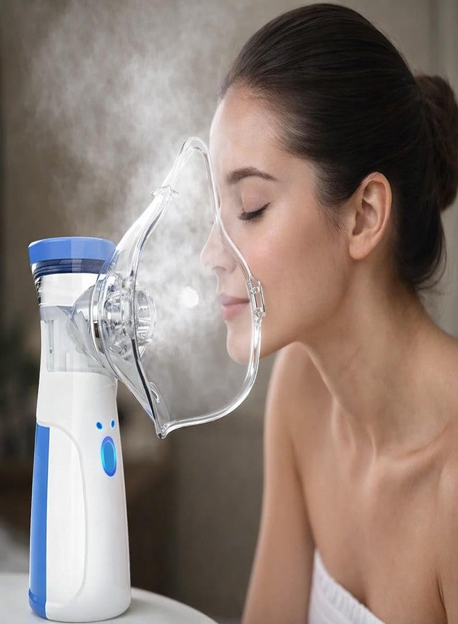 RECLUSE Mini Rechargeable Portable Mesh Nebulizer Machine & Facial Steamer,USB Handheld Ultrasonic Mesh Nebulizer for Adults & Kids,Silent Travel,Cough,Allergy,Sinus Relief & Deep Facial Steam Therapy - Image 3