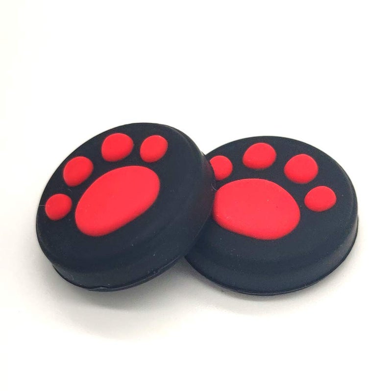 Ambertown 2 x Silicone Analog Controller Thumb Stick Joystick Grips Cap for Switch NS/Switch Lite Controller ThumbStick Cute Cat Paw Claw (Red) - Image 2