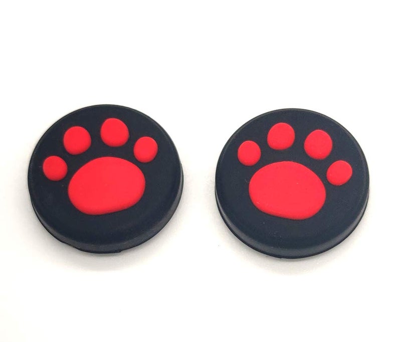 Ambertown 2 x Silicone Analog Controller Thumb Stick Joystick Grips Cap for Switch NS/Switch Lite Controller ThumbStick Cute Cat Paw Claw (Red) - Image 1