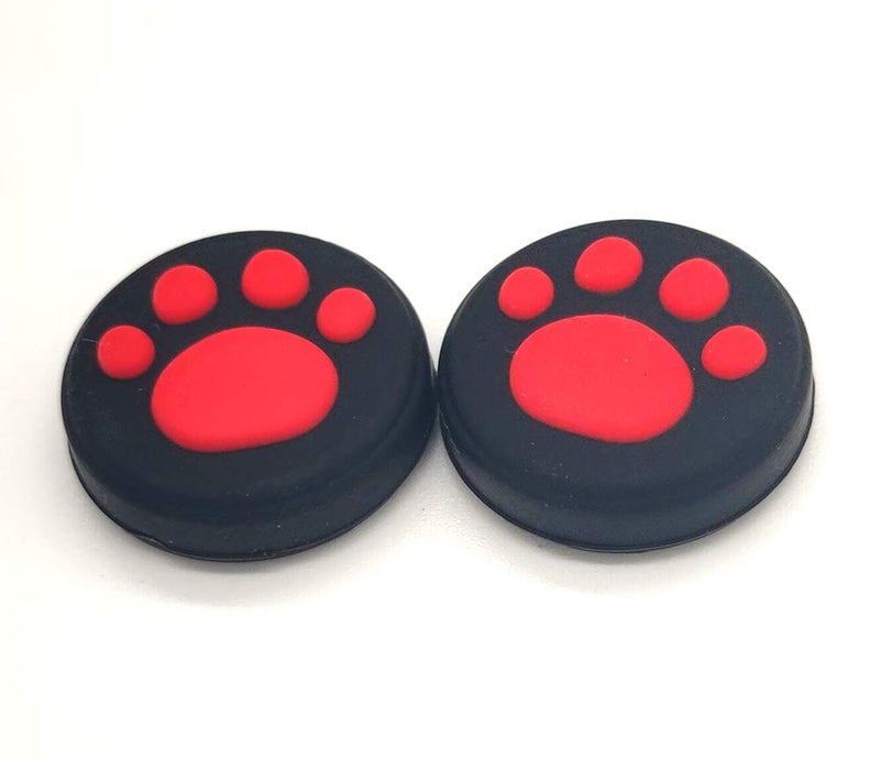 Ambertown 2 x Silicone Analog Controller Thumb Stick Joystick Grips Cap for Switch NS/Switch Lite Controller ThumbStick Cute Cat Paw Claw (Red) - Image 4