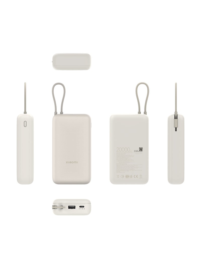 Xiaomi 20000 mAh 33W Power Bank 20000mAh (Integrated Cable) Tan | High capacity, long battery life with two-way fast charging | 3 Ports Output Tan - Image 2