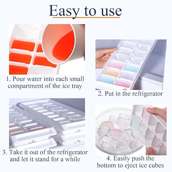 Coku Ice Cube Tray, Highly Durable 14 Cavity Ice Trays for Freezer 100% BPA Free Easy-Release & Stackable Ice Cube Tray Moulds for Freezer, Ice Maker Tray (Multicolor) (Pack of 12) - Image 5