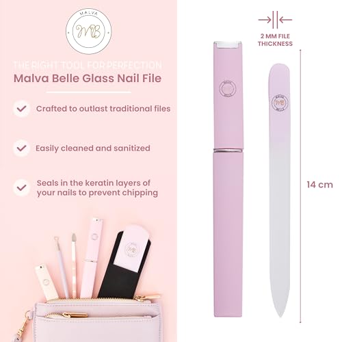 Malva Belle Best Crystal Glass Nail File for Women - Nail File & Travel Case - Nail File Set - Heavy Duty Nail File for Natural Nails, Gel - Professional Nail Shaper - Nail Essentials - White 3mm - Image 5