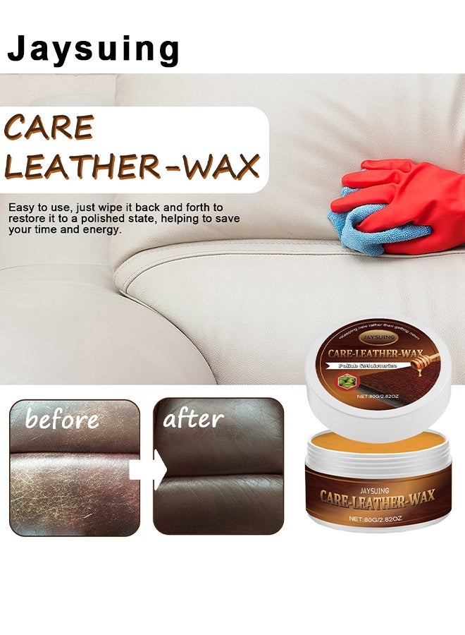 Jaysuing Leather Care Wax, Furniture Leather Scratch Remover, Leather Couch Scratch Repair, Leather Salve With Sponge, Leather Salve For Furniture, Suitable For Furniture Leather Sofa Car Seats, 80G - Image 5