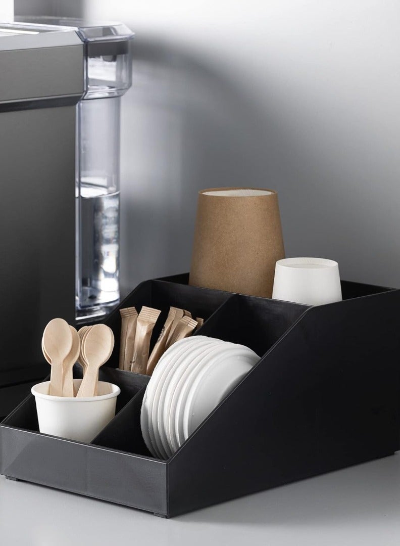 أخوة ثلاثي الأبعاد منظم محطة القهوة بأربع حجيرات - منظم قهوة للسكر والكريمر والأكواب والشاي - منظم بار القهوة للمكتب وتنظيم سطح المطبخ - Image 5