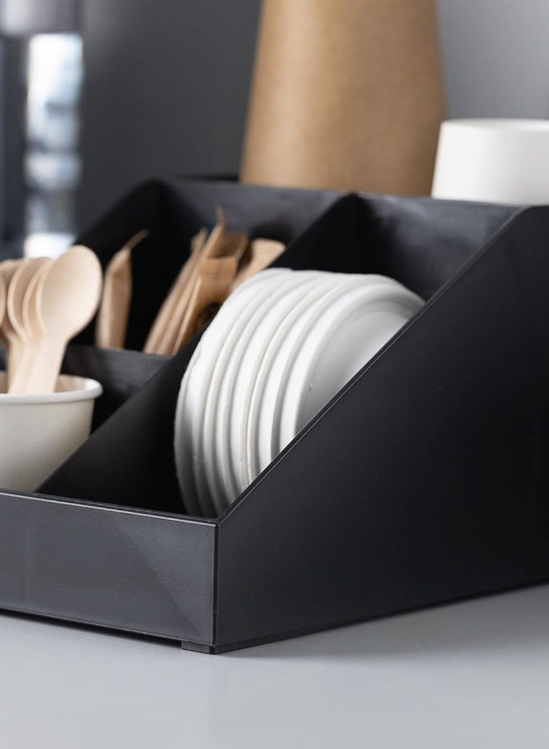 أخوة ثلاثي الأبعاد منظم محطة القهوة بأربع حجيرات - منظم قهوة للسكر والكريمر والأكواب والشاي - منظم بار القهوة للمكتب وتنظيم سطح المطبخ - Image 4