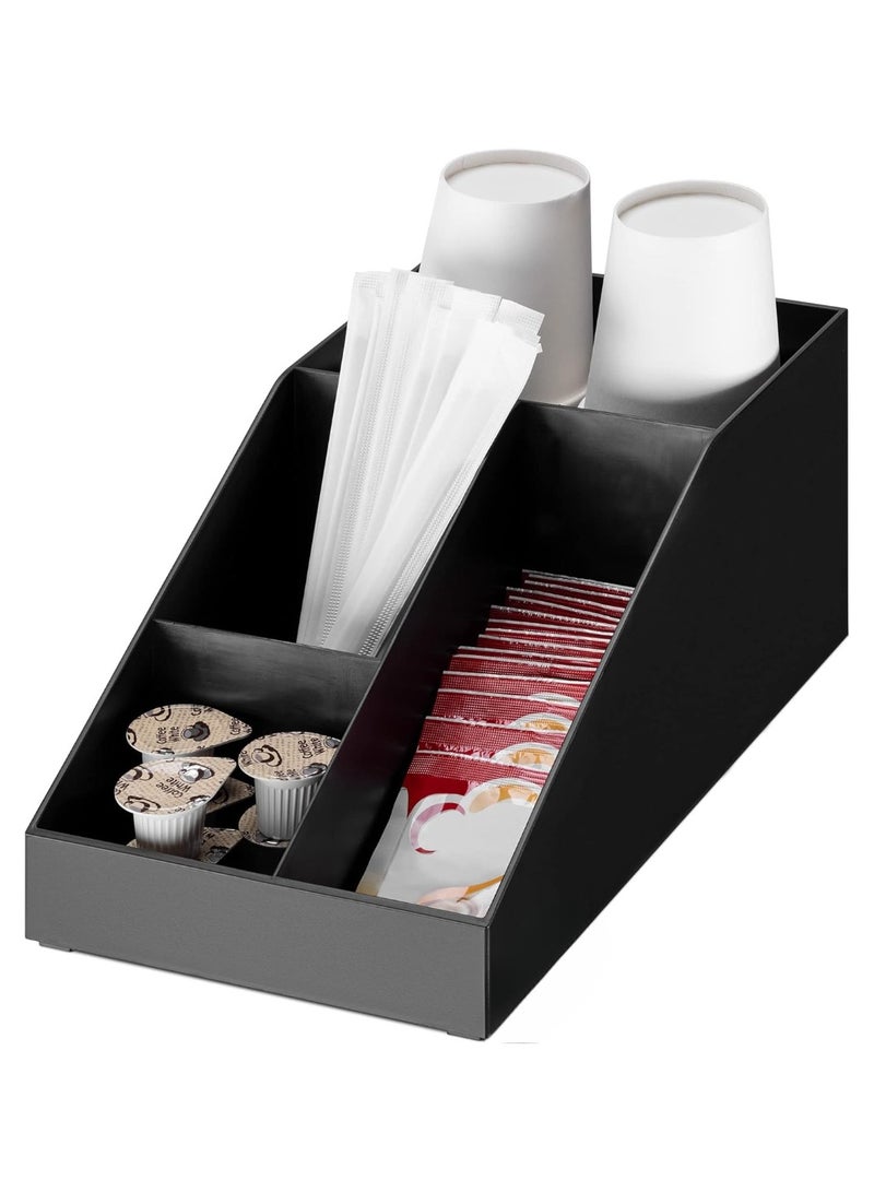 أخوة ثلاثي الأبعاد منظم محطة القهوة بأربع حجيرات - منظم قهوة للسكر والكريمر والأكواب والشاي - منظم بار القهوة للمكتب وتنظيم سطح المطبخ - Image 2