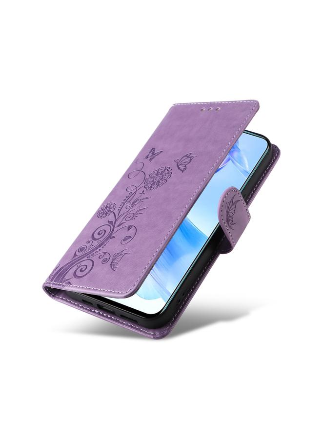 اس-توب جراب هاتف جلدي منقوش عليه زهور الفراشة لهاتف Honor X50i 5G / 90 Lite - Image 5