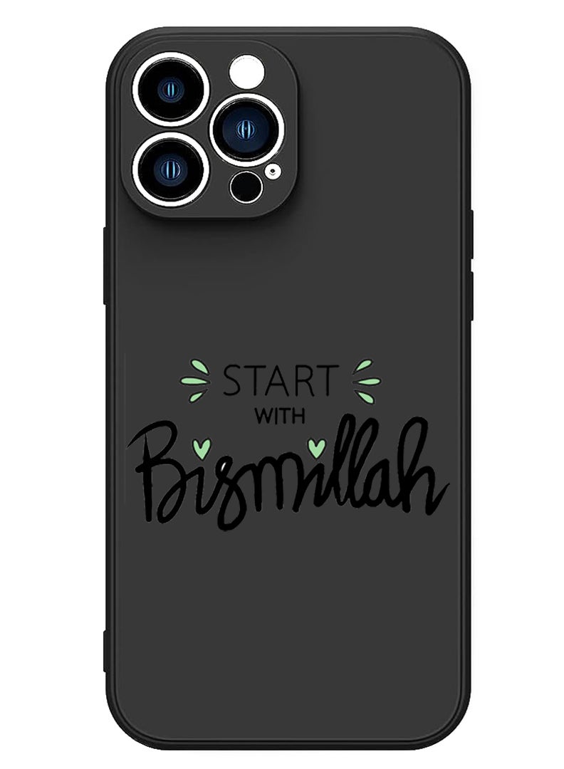 Theodor Protective Slim Fit Case Liquid Silicone Cover with Full Body Protection Anti-Scratch Shockproof Case For iPhone 13 Pro Black  - Start with Bismillah - Image 1