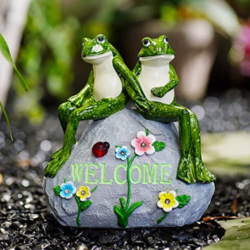 Nacome Garden Outdoor Statues Frog with Succulent and 7 LED Lights - Lawn Decor for Patio, Balcony, Yard Ornament - Unique Housewarming Gifts - Image 4