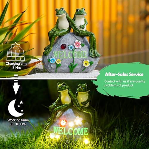 Nacome Garden Outdoor Statues Frog with Succulent and 7 LED Lights - Lawn Decor for Patio, Balcony, Yard Ornament - Unique Housewarming Gifts - Image 5
