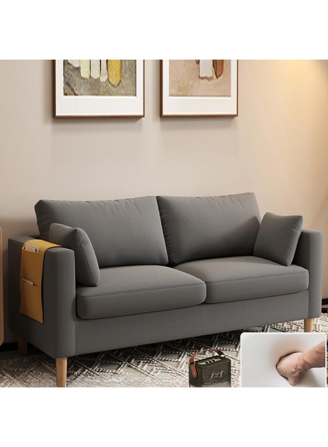 Modern 2-Seater Fabric Sofa With Bolster Pillows And Storage