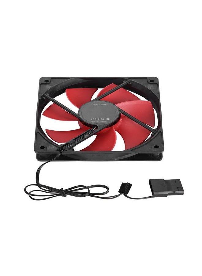 Thoraya 120mm PC Computer Case 12V DC Cooling Fan Large 4PIN & Small 3PIN Interface Cooling Fan (Red)  - Image 1