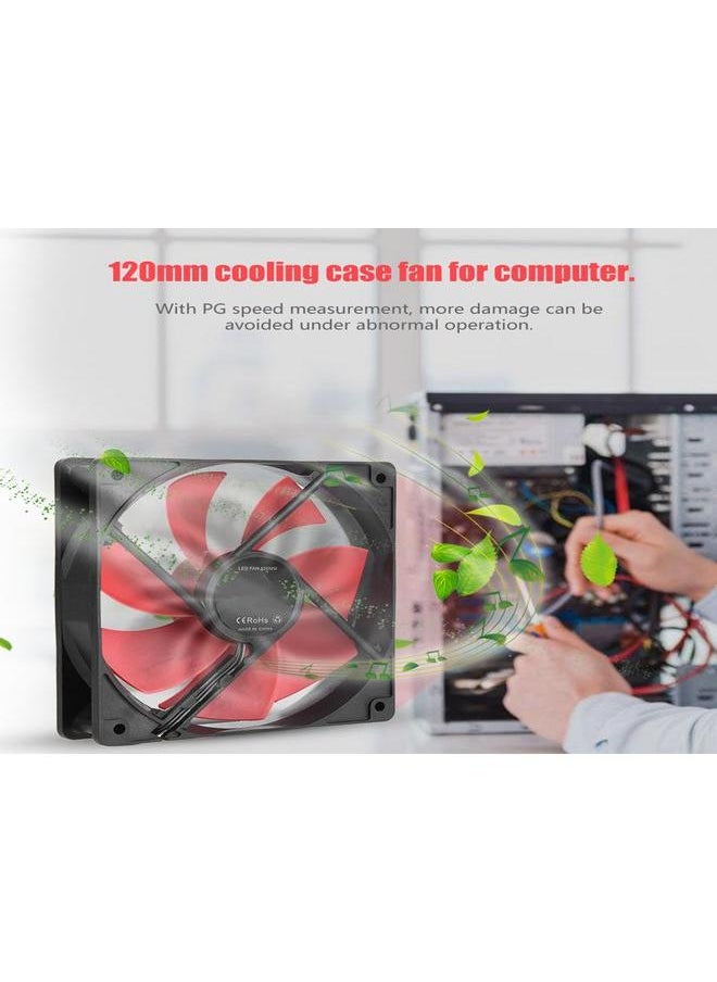 Thoraya 120mm PC Computer Case 12V DC Cooling Fan Large 4PIN & Small 3PIN Interface Cooling Fan (Red)  - Image 2