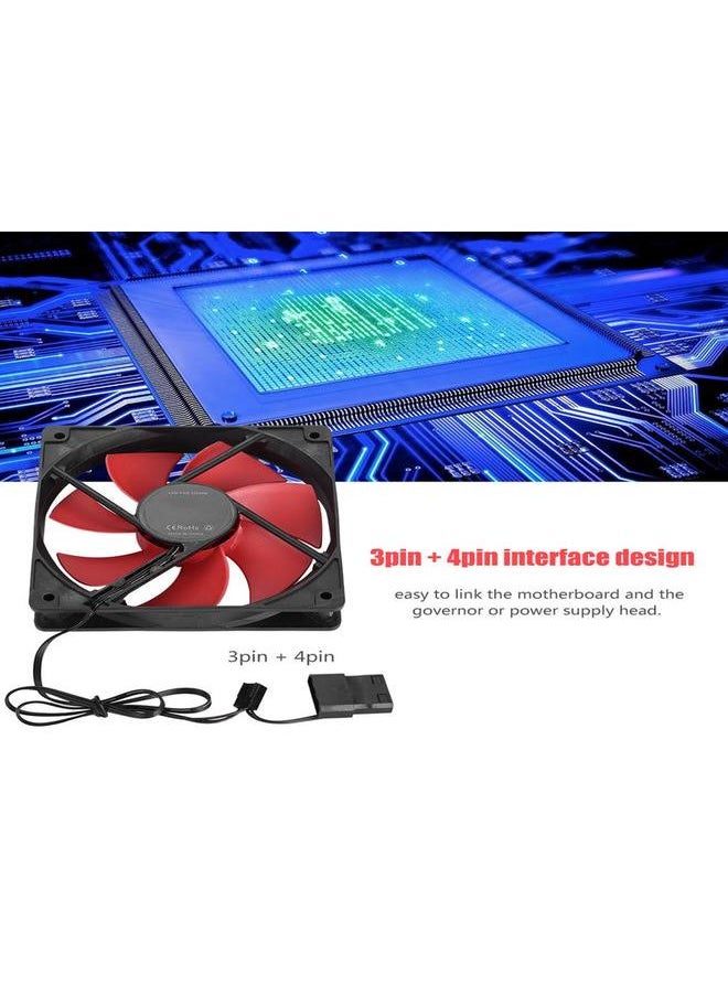 Thoraya 120mm PC Computer Case 12V DC Cooling Fan Large 4PIN & Small 3PIN Interface Cooling Fan (Red)  - Image 4