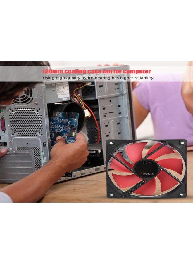 Thoraya 120mm PC Computer Case 12V DC Cooling Fan Large 4PIN & Small 3PIN Interface Cooling Fan (Red)  - Image 5
