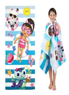 Franco Franco DreamWorks Gabby's Dollhouse Super Soft Cotton Bath/Pool/Beach Towel, 58 in x 28 in, (Official Licensed Gabby's Dollhouse Product)  - Image 1