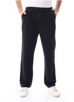 Slash Pockets Elastic Waist Sweatpants_Navy Blue