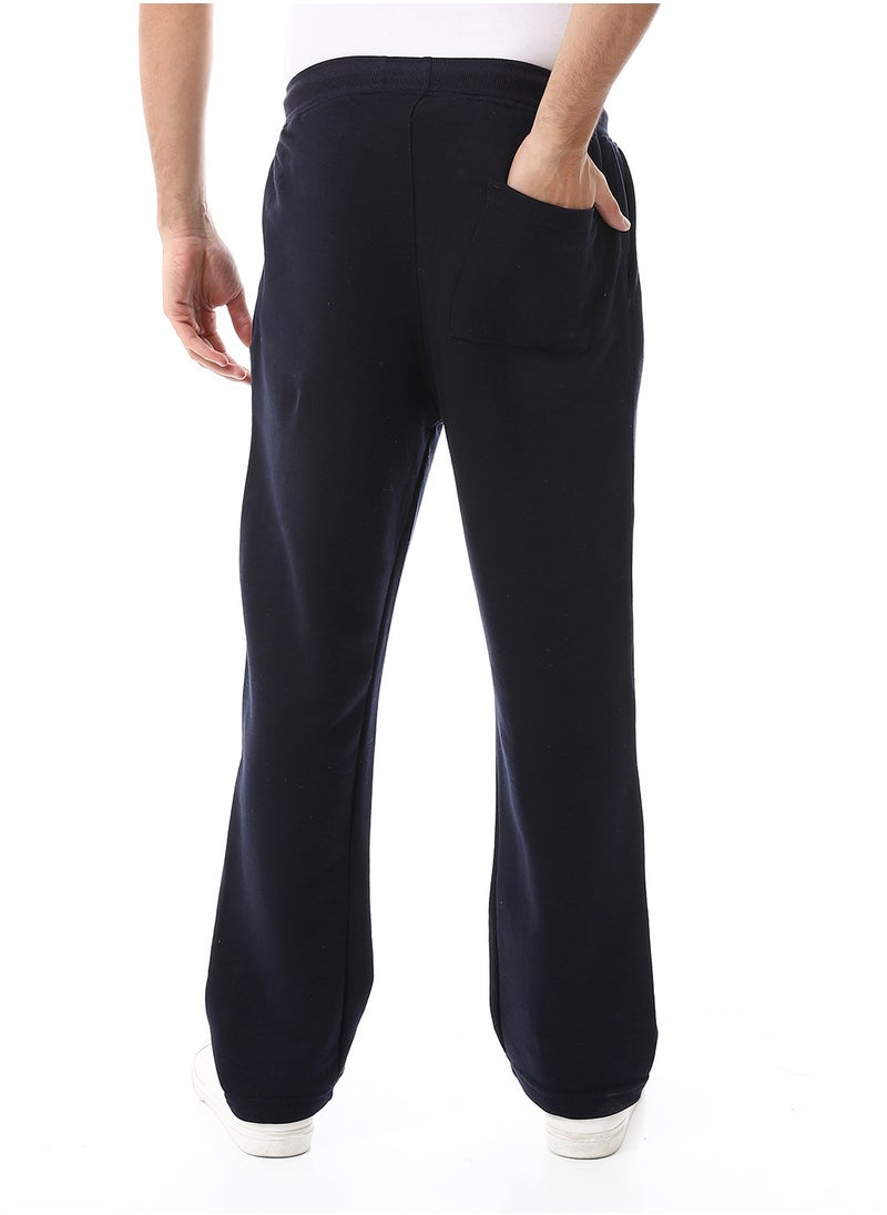 Andora - Slash Pockets Elastic Waist Sweatpants_Navy Blue - Image 1