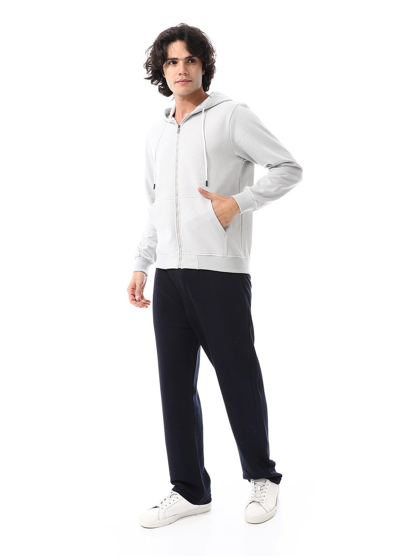 Andora - Slash Pockets Elastic Waist Sweatpants_Navy Blue - Image 1