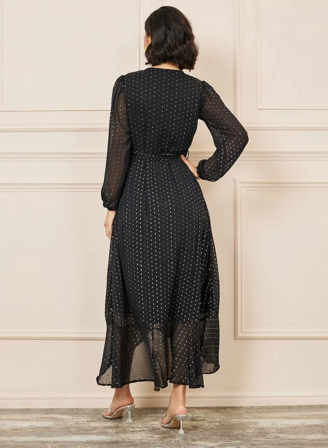 Styli Polka Dot Wrap Dress