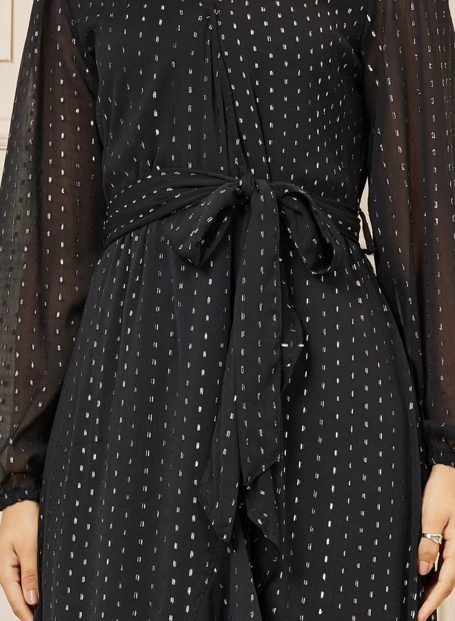 Styli Polka Dot Wrap Dress