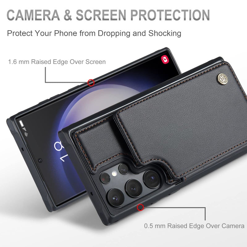 Vinich for Samsung Galaxy S23 Ultra Wallet Case with Card Holder, RFID Blocking Credit Slots Kickstand Shockproof Phone Cover Fit for Galaxy S23 Ultra 6.8" Black - Image 4