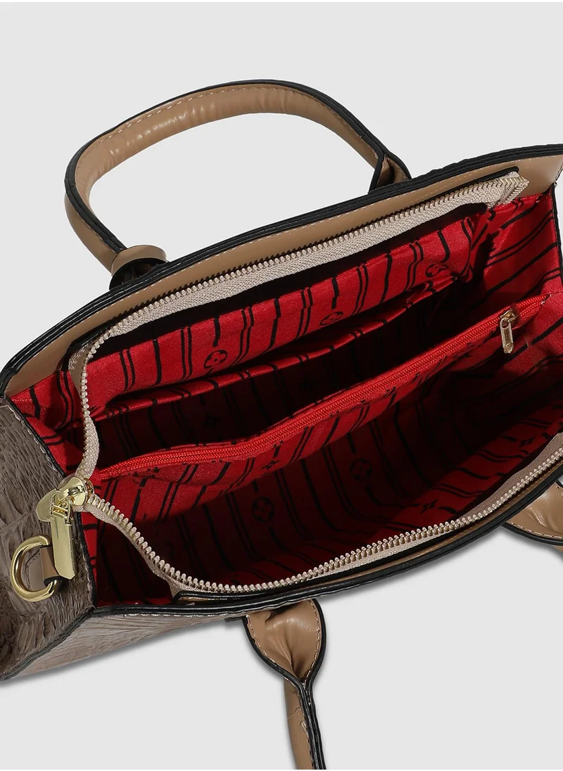 صوص هاوت Lock Buckle Handbag - Beige