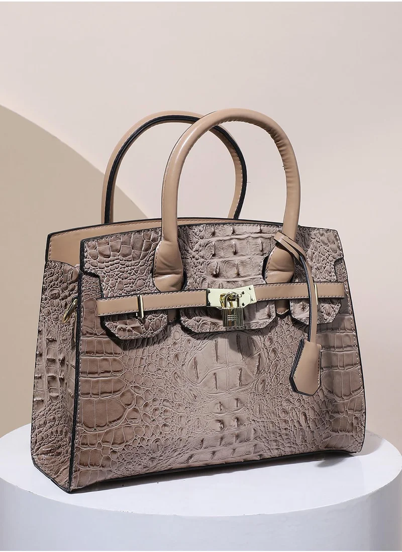 صوص هاوت Lock Buckle Handbag - Beige