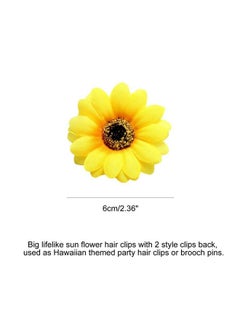 Lawie 16 Pack Artificial Fake Yellow Large Daisy Sunflower Hair Pins Alligator Clips Barrettes Clamps Wedding Bridal Hair Styling Hawaiian Party Silk Flower Headpiece Beach Holiday Decoration For Women  - Image 5