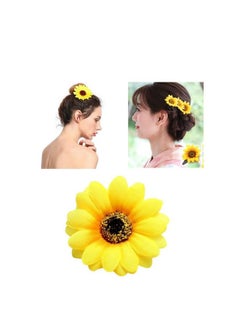 Lawie 16 Pack Artificial Fake Yellow Large Daisy Sunflower Hair Pins Alligator Clips Barrettes Clamps Wedding Bridal Hair Styling Hawaiian Party Silk Flower Headpiece Beach Holiday Decoration For Women  - Image 3