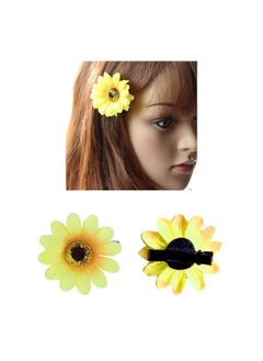 Lawie 16 Pack Artificial Fake Yellow Large Daisy Sunflower Hair Pins Alligator Clips Barrettes Clamps Wedding Bridal Hair Styling Hawaiian Party Silk Flower Headpiece Beach Holiday Decoration For Women  - Image 4