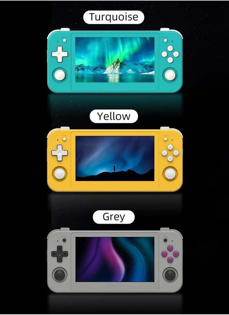 RG505 Retro Game Handheld Game Console with 128GB TF-card Built-in 3000+ Games, 4.95-inch OLED Touch Screen with Android 12 System, Unisoc Tiger T618 and Compatible with Google Play Store (Yellow)