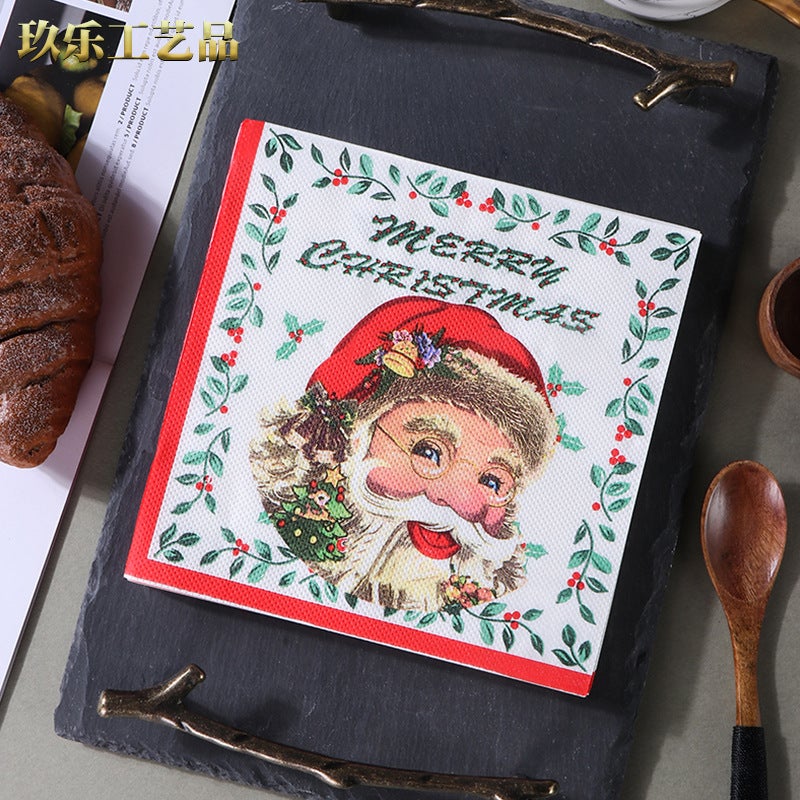 Painted Christmas Spot New Disposable Printed Napkin Facial Tissue Handkerchief Paper Party Tissue - Image 2